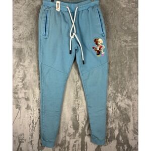 Fifth Loop Mens Light Blue Bitter‎ Sweet Teddy Bear Skeleton Graphic Joggers M